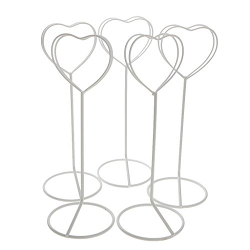 Generic Tischkartenhalter - Platzkartenhalter - Kartenhalter - Memohalter - Fotohalter - Herz Form - aus Metall - Hochzeit Tischdekoration - Set of 5pcs - Weiß