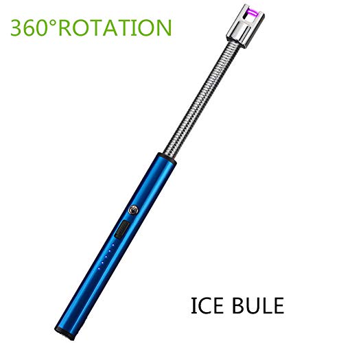 Wiber Upgraded Candle Lighter Electric Arc Lighter with LED Battery Display Safety Switch, USB Rechargeable Lighter w Longer Flexible Neck for Camping Cooking BBQs Fireworks