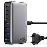 200W USB C Ladegerät Mehrfach, GaN III 8-Port Schnellladegerät PPS PD 65W Ladegerät Adapter Schnellladestation mit USB-A Netz