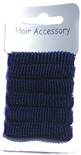 Card of 6 Navy Soft Ponios Hair Accessories Hair Bobbles Bands