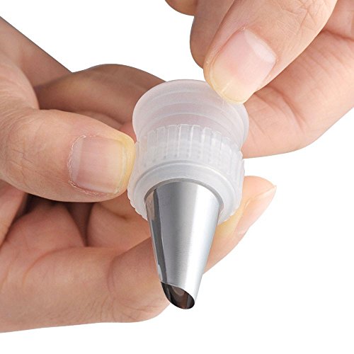 YIAN 46 Spritztüllen Set inkl.42 Stücke Garnieraufsätze 2 wiederverwendbare silikon-vereisungsbeutel und 2 Kunststoff-Kupplungen für Pralinen,Plätzchen, Keksen,Kuchen und Torten Deko decorating tools aus Edelstahl - 3