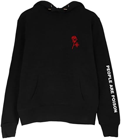 MAOSHANG People are Poison Rose Sleeve Print Hoodie Sweatshirt Black Tumblr Inspired Aesthetic Pale Pastel Grunge Aesthetics Black XL
