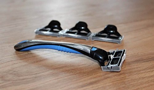 Gents German Engineered Handle With 4 Replacement 5 Blade Razor Cartridges