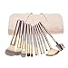 Eggsnow 12PCS Professional Makeup Brush Set w/ White Pouch Blush, Eyeshadow,Eyebrow,Eyelash,Lip,Concealer,Powder and Fan Blush Tool Kit
