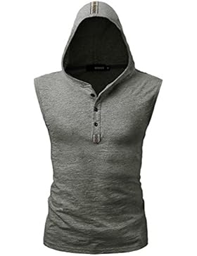 HEMOON Herren Tankshirt Kapuzen Hoodieshirt Patchwork mit Kapuze