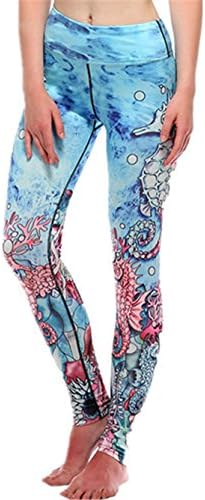 Ruirs Nice Yoga Pants, Women Printed Sports Yoga Workout Gym Fitness Exercise Athletic Pants (Blue Sea World, S)