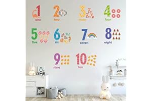 BUER HOMIE BuerHomie Adesivi Murali Bambini Cameretta, Numeri 1-10 in Inglese Stickers Murali Bambini Grande, Decorazioni per la Cameretta dei Bambini Ragazzino o Bimba