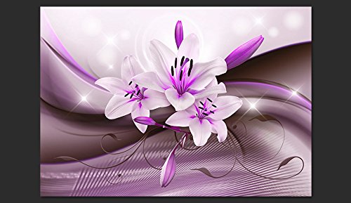 FOTOTAPETE VLIES PREMIUM: 350×245 cm (BxH) – bedruckt auf deutscher Premium Vliesleinwand – Keine Papiertapete ! – 3 Farben zur Auswahl – Top – Tapete – Wandbilder XXL – Wandbild – Bild – Fototapeten – Tapeten – Wandtapete – Wand – Blumen Lilien Blitz Abstrakt Lila b-A-0250-a-c - 3