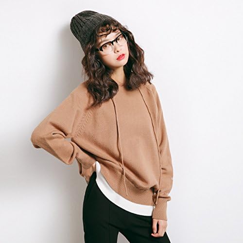 Winter sweater knit sweater hooded women's new female head set loose fake two sweater,Wood Camel,F