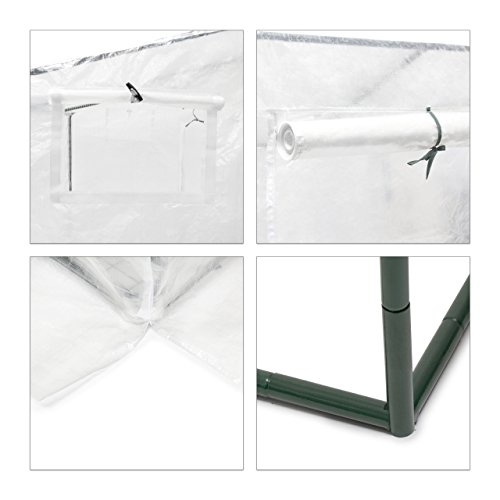 Relaxdays Tomatengewächshaus XL mit schrägem Dach HBT 160 x 200 x 82 cm Tomatenhaus zur Anzucht von Tomaten Paprika und mehr großes Gewächshaus als Frühbeet und Tomatenzelt UV beständig, grün,10020036 - 5