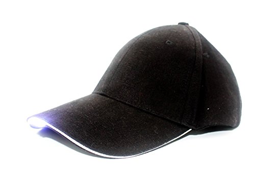 atcket (negro) elegante y cómodo al aire libre iluminación casco blanco brillante LED iluminado del sombrero Ideal para correr al aire libre y al aire libre escalada en roca