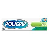 Poligrip Denture Adhesive Cream, False Teeth and Partials Fixative, Ultra, 40 g