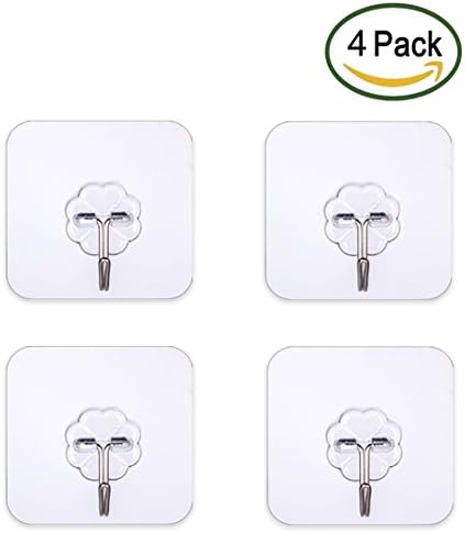 Gkeeny Adhesive Wall Hooks 15Kg Heavy Duty Reusable Sticky Hooks for Bathroom Kitchen Door Ceiling , Nail Free No Scratch,Waterproof and Oilproof (4pcs)