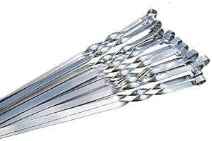 GMMH Spiedini schampur da barbecue in acciaio inox, posate per grigliate, arrosticini, kebab, posate mangal, 20 pezzi, 60 cm