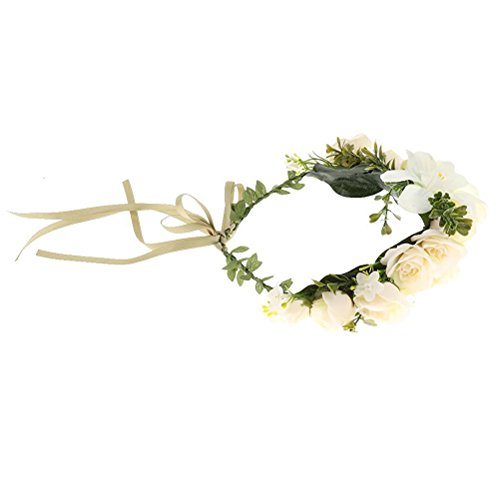 ULTNICE Blumen Kranz Stirnband Krone Blumengirlande Haare Hochzeit für Festival - 2