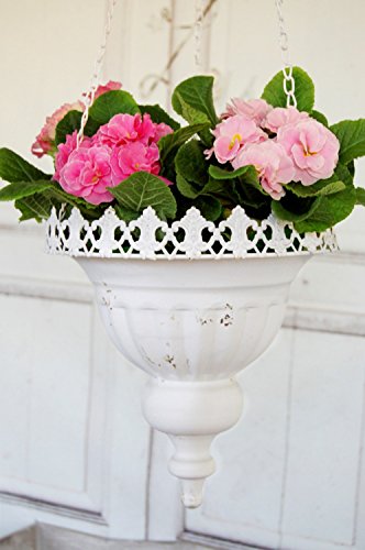 Preisvergleich Produktbild Landhaus Blumenampel Hängetopf Metall antique Shabby chic