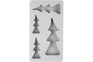 Rayher Silikon Gießform Tannenbäume, 4 Einzelmotive, Formgröße 14,5 x 26 x 2 cm, Dekoration Weihnachten, Ausgießen mit Kreativ-Beton, Schmuck-Beton, Raysin-Gießpulver, Wachs, 36191000