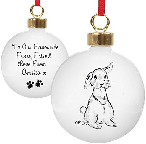 Personalised Bunny Ceramic Christmas Tree Bauble Decoration
