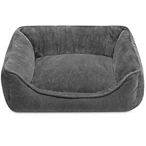 Hollypet Rectangle Plush Dog Cat Bed Self-Warming Pet Bed, Dark Gray