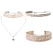 Produktbild Jinberry (3 Stück ) Schickes Beige Choker Kropfband Halsketten Set, Retro Vintage Elegantes Choker Halsband set aus Samt / Legierung / Strass für Mädchen und Damen