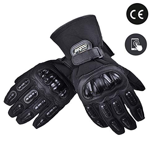 MADBIKE Gants de moto Écran tactile étanche Gants de moto hiver pour hommes (XX-Large, black)