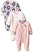 Mamas and Papas Baby-Girls 3 Pack All In One Large Floral Bodysuit, Multicoloured (Blue), 6-9 Months (Manufacturer Size:6-9)