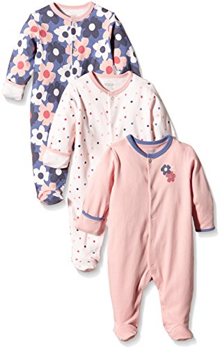 Mamas and Papas Baby-Girls 3 Pack All In One Large Floral Bodysuit, Multicoloured (Blue), 6-9 Months (Manufacturer Size:6-9)