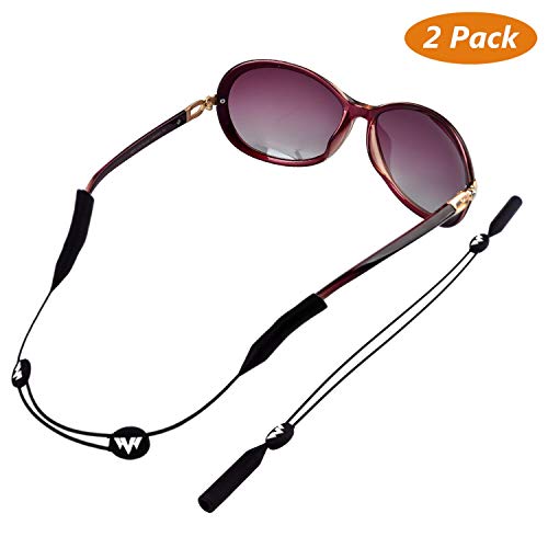 Preisvergleich Produktbild Buluri Sonnenbrillen Haltebänder, Sport Brillenband Elastischer Verstellbarer 2er Pack Schwarz Unisex Anti-Rutsch Brillenkordhalter