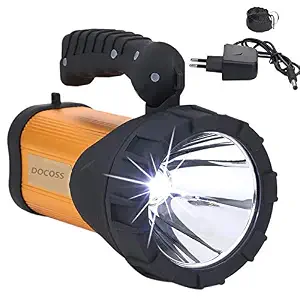 DOCOSS- Metal 40 w Rechargeable Waterproof Bright Led Torch Light Laser Long Range Distance High Power Search Light Kisan Rechargable Emergency Lights(Multi-Color)