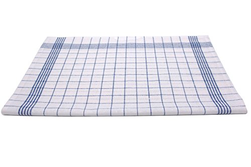 ZOLLNER® 12er-Set Halbleinen Geschirr- bzw. Gläsertücher 50×70 cm, blau-weiß-kariert, in weiteren Farben erhältlich, in Gastronomiequalität, Serie „27200“ - 3