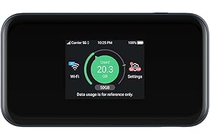 ZTE MU5001 5G Unlocked portable low cost travel WiFi, connects 32 devices, 8 hours long lasting battery with Quick Charge, touch screen, UK Spec – Black