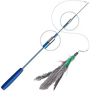 Royale Cat Cat Wand, Interactive Feather Toy, Wild Refill on Retractable Stick, Fun Catcher Teaser Suitable Exercise Your Kitten to Make Pet Happy -1 Piece ( Color May Vary )