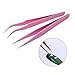 Produktbild NICOLE DIARY 1 Stück Rosa Gebogene Kopf Pinzette Winkel Edelstahl Nagel Aufkleber Falsche Wimpern Nipper Make-Up Maniküre Nail art Werkzeug (Gebogene kopf)