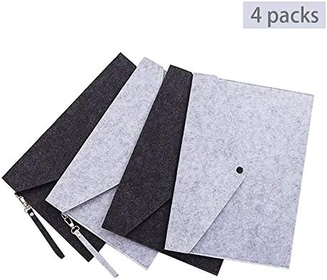 4 Pcs Felt A4 File Folder Expanding Document Organizer Briefcases documents Envelope Bag with Snap Button for Office Travel