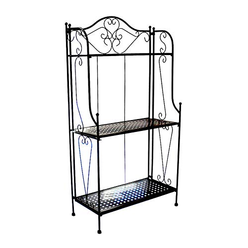 Metal plegable 3 niveles Plant & Home Decor pantalla soporte Rack/estante de libro, color negro