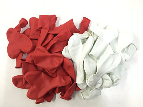 100 große Herzballons in ROT und WEISS von CARPETA // Luft und Ballongas geeignet // Herz Luftballons Herzluftballons Ballons Herzen Liebe Trauung Hochzeit Vermählung Valentinstag Deko Dekoration