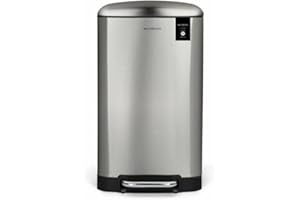 Les Collectors Pattumiera N°875 Acciaio Inox, Grande capacità: Sacco da 50L, Design Elegante, Finitura Mat, Colore Argento, Metallo, 37,5 (L) x 34,5 (P) x 67 (A) cm
