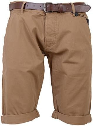 Mens Slim Fit Chino Shorts by Smith &amp; Jones 'Inertia' Cotton Twill With Belt