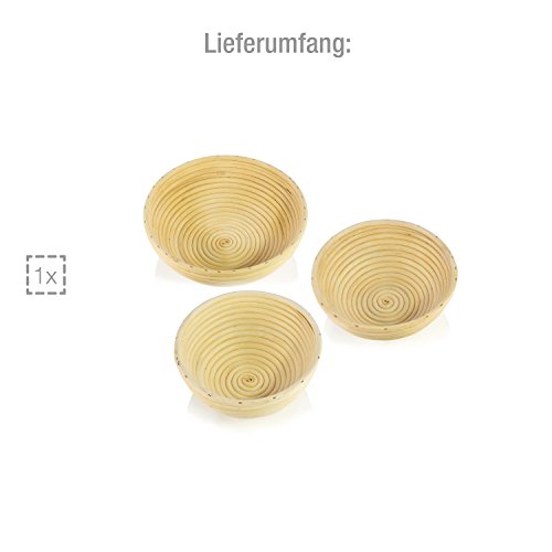 Gärkörbchen Set aus Rattan 3-tlg. Peddigrohr Rund Gärkorb Gärkörbe Brotteig Korb - 5