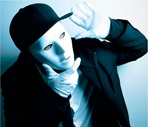 German Trendseller® – Neutrale Maske Weiß + Weiße Handschuhe Deluxe ┃ Gesichtsmaske Weiß ┃ Paar Handschuhe Weiß ┃ Pantomime ┃ Theater ┃Karneval - 3