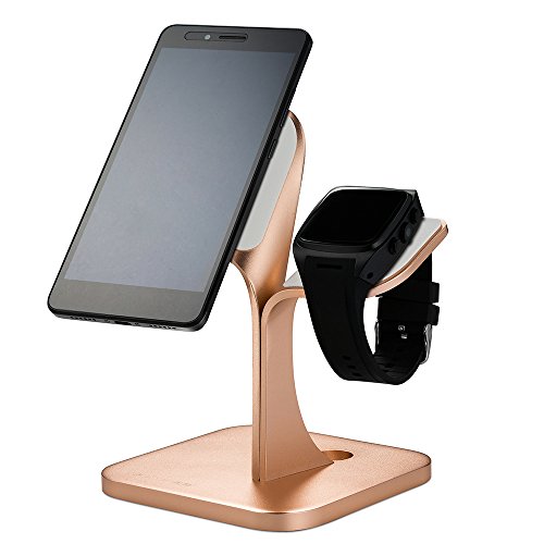 FREESOO Handy und Watch Halterung,Aluminium Handyhalter, Uhr Ständer Tisch Ständer für alle Handy, Uhr, Ipad, Tablet Rosa Gold