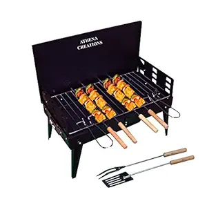 ATHENACREATIONS Charcoal Base Portable Folding Briefcase Style Barbeque Grill Toaster,Black