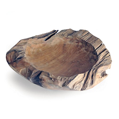 Exklusive Wurzelholz-Schale 50 cm aus massivem Teak-Holz natur - 3