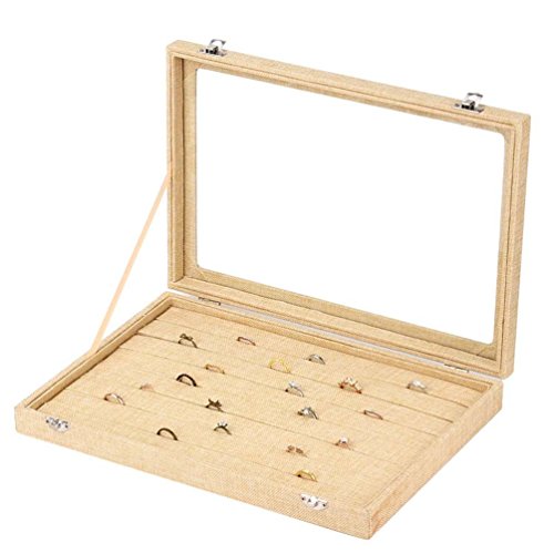 Preisvergleich Produktbild Ringlade Schmucklade Ringkasten Schmuckkasten Schmuckkoffer Schaukasten Schmuckdisplay Leinen