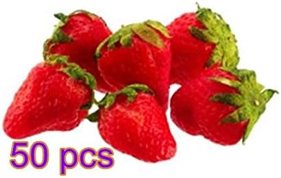 GODHL 50PCS Artificial Fake Food Fruit Strawberry 3(H)cm*2.5(W)cm