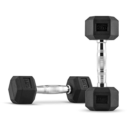 Capital Sports Hexbell Kurzhanteln Paar-Set (zwei Kurzhanteln, 2,5kg-30kg, verchromte Hantelgriffe, Hartgummi-Ummantelung) schwarz - 7