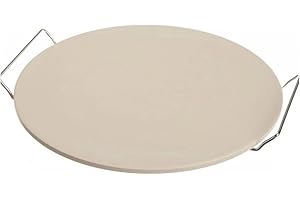 KASAVIVA Piastra Cuoci Pizza in pietra refrattaria con supporto in acciaio inox 33x2cm per la preparazione di focacce, lievito di pane o biscotti teglia vassoio