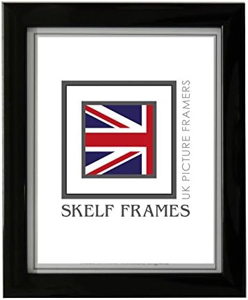 SHINY BLACK WOOD PICTURE PHOTO POSTER FRAME WITH GLASS (13"x11")