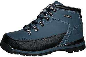 Etholux Steel Toe Safety Boots for Women – Leather, Anti-Slip, Lace-Up Work Boots – Navy – Sizes 3–8