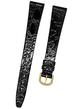 Orig. FORTIS Uhrenarmband LEDER schwarz Kroko glänzend 14mm NEU 9138